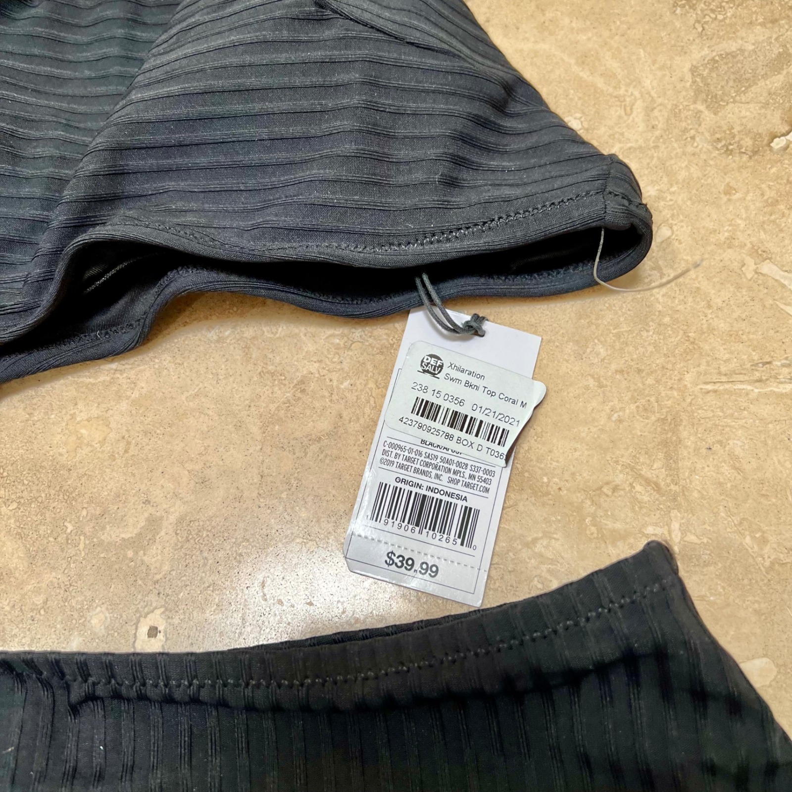 Shade & Shore Black Ribbed Cutout One Piece French Bikini Swimsuit Medium Nwt — image 3 of 6